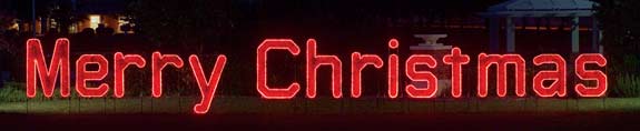Merry Christmas Garland and LED light Character Display to hang across streets or stake into the ground