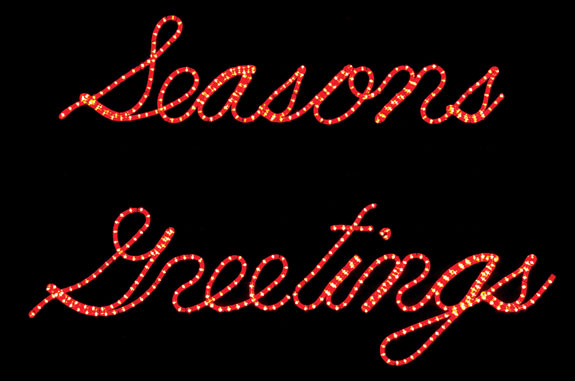 Red Season's Greetings Script Ropelight Silhouette Sign Display