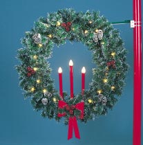 5' Garland Pole Mount Wreath w/Three Candles