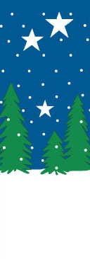 Snowy Winter Pine Trees with Stars Banner