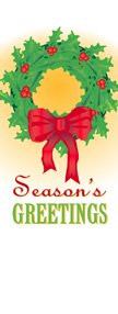 Season's Greetings Holiday Wreath Banner