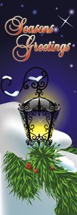 Snowy Lamp Seasons Greetings Banner