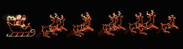 Animated Sleigh and Reindeer Scene double row
