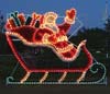 Animated Santa in Sleigh Garland Christmas Lights Commercial Outdoor Decoration - Night time photo