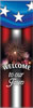 Welcome Celebration Pole Banner with Fireworks and Flag