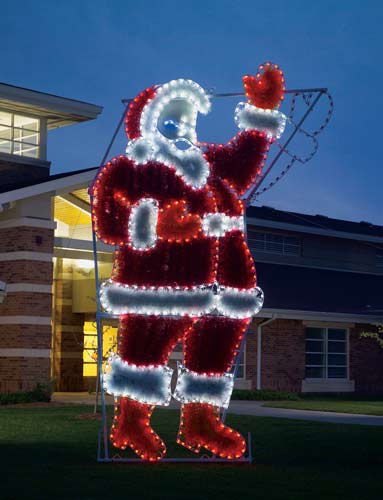 Large Waving Santa with Lights and Garland