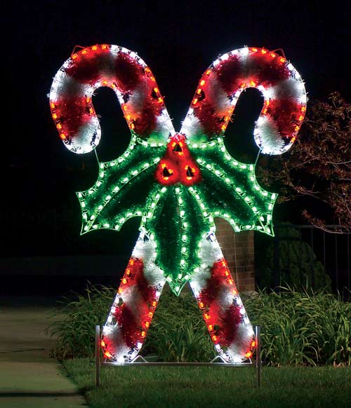 Commercial Holiday Lights - 8 foot Crossed Candy Canes
