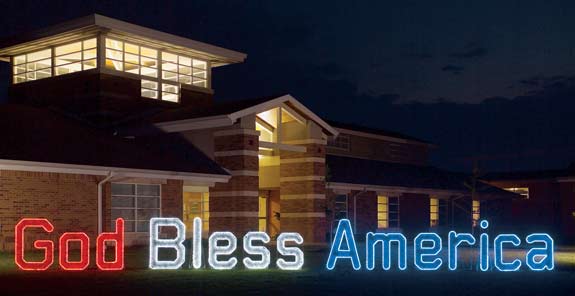 God Bless America Garland and LED light Character Display