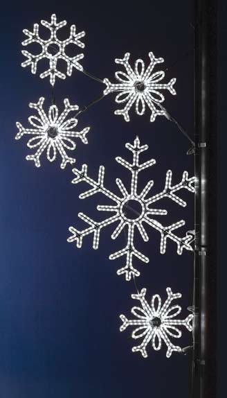 Snowflake Array Pole Decoration in Pure (cool) White