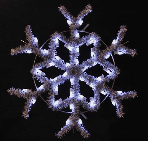 Hanging Garland Snowflake, 3 feet, Pure White LED lights