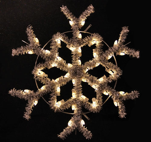 Hanging Garland Snowflake, 3 feet, Warm White LED lights