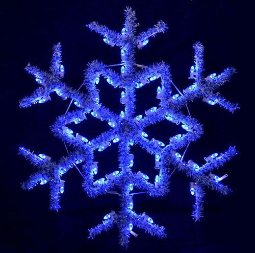 Hanging Garland Snowflake, 4 feet, Blue LED lights