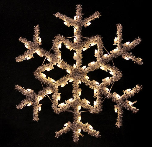 Hanging Garland Snowflake, 4 feet, Warm White LED lights