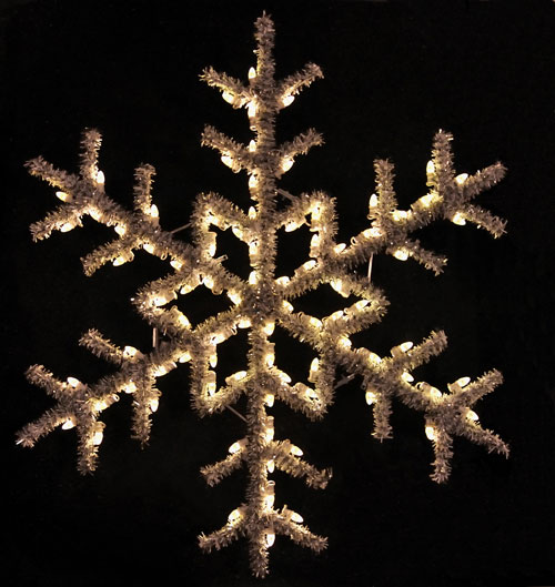 Hanging Garland Snowflake, 5 feet, Warm White LED lights