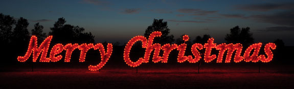 Commercial Merry Christmas Script Garland and LED light Character Display - RED