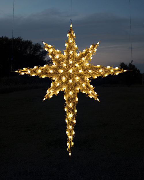 Hanging 3-D Moravian Star, 6.8 feet, Warm White