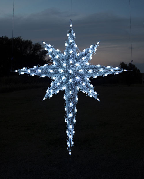 Hanging 3-D Garland and LED Lights Moravian Star, 6.8 feet, Pure White