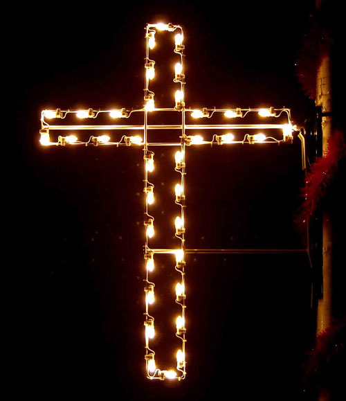 Large 4 foot Silhouette Christian Cross, Christmas Pole Mount Decor
