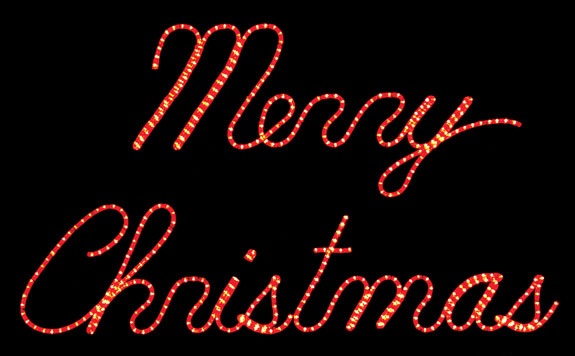 Merry Christmas Red Ropelight Sign - LED
