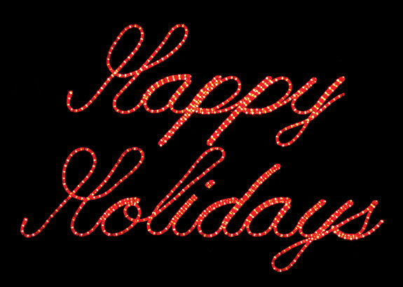 Happy Holidays Red Ropelight Sign - LED