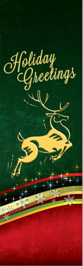 Elegant Leaping Deer Holiday Greetings Light Pole Banner