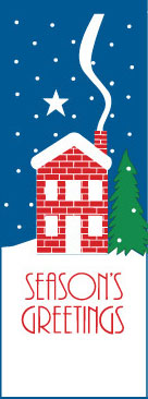 Season's Greetings Snowy Winter House Banner