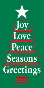 Joy, Love, Peace, Seasons Greetings Tree Banner