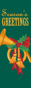 Season's Greetings French Horn Holiday Banner