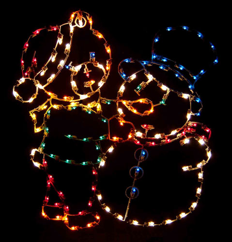 Adorable Santa Teddy Bear and Snowman Pals, 5 feet, Large Outdoor Holiday Light Decoration