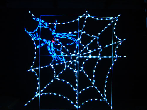 8' Silhouette Spider in Web Spooky Halloween Lights Lawn Decoration