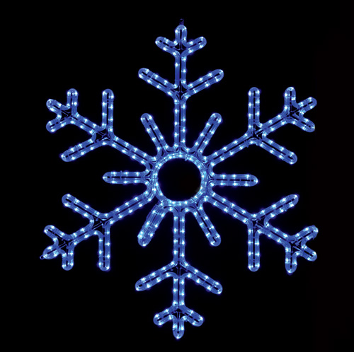 Hanging 36 inch 6 Point Snowflake in Blue Lights