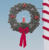 Garland Pole Mount Wreath with 23 inch Candle  5 Feet