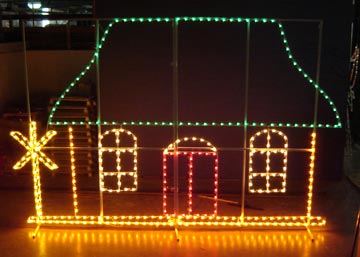 Holiday Lights - Train Station Silhouette Light Display 10 Feet