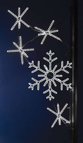 Bright pure white LED cascading snowflakes commercial Pole decoration