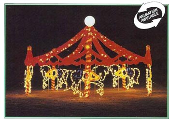 5 Horse Carousel, Light Display and Animated