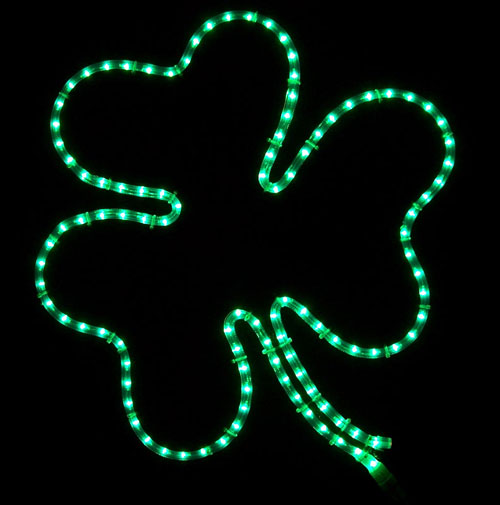 Large Hanging Shamrock LED Light Decoration, Ropelight, 2'