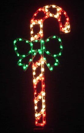 Silhouette Candy Cane and Bow, 6 feet