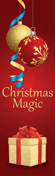 Christmas Magic Holiday Light Pole Banner with Ornaments