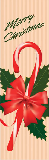 Candy Cane with Holly Merry Christmas Light Pole Banner