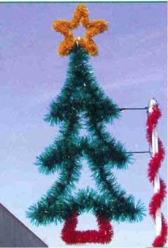 Pole Mount Garland Tree With Garland Star, Pole Mount 7.5 Feet  