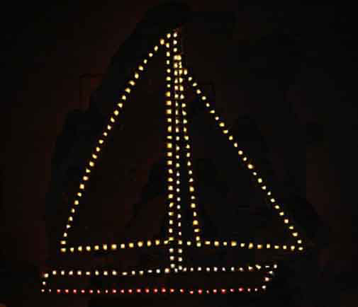 Large 7 Foot Silhouette Sailboat Outdoor Holiday Light Decoration