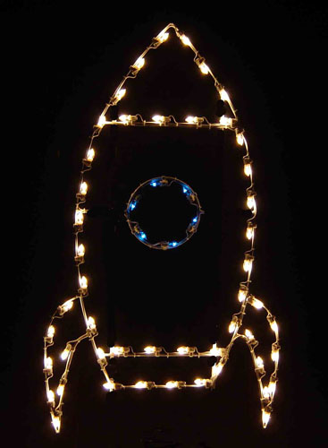 Silhouette Toy Rocket Outdoor Holiday Light Decoration, 5 Feet