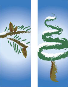Pine Tree and Branches Double Banner