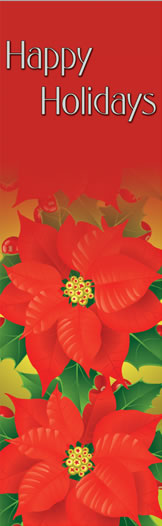 Designer Red Poinsettias Happy Holidays Light Pole Banner