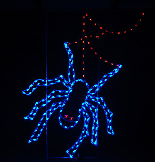 8' Silhouette Creepy Spider Hanging from Web Halloween Light Lawn Decoration