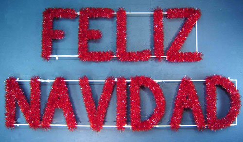 Large Outdoor Red Garland Feliz Navidad Signs with Lights