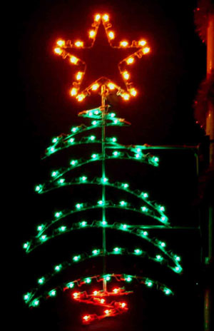 Pole Mount Silhouette Designer Zig Zag Abstract Christmas Tree with Star Holiday Light Decoration