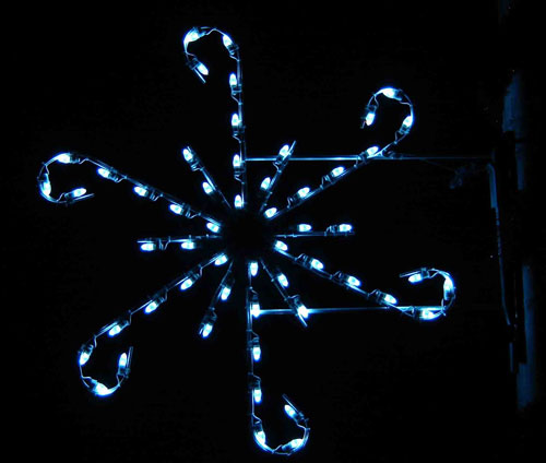 4 Foot Pole Mount Silhouette Whimsical Curly Snowflake, Holiday Light Decoration