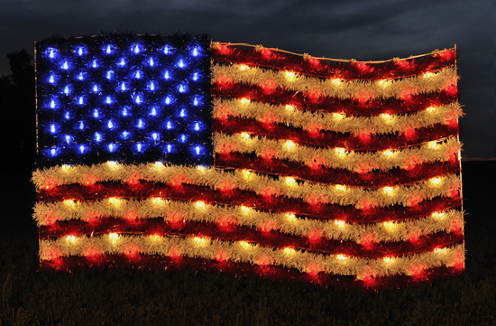 Large United States Flag with Garland and LED Lights Outdoor decoration