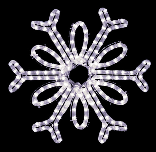 Gorgeous Single Loop hanging snowflake featuring pure white RL LED light outdoor winter decorations - 18 inch